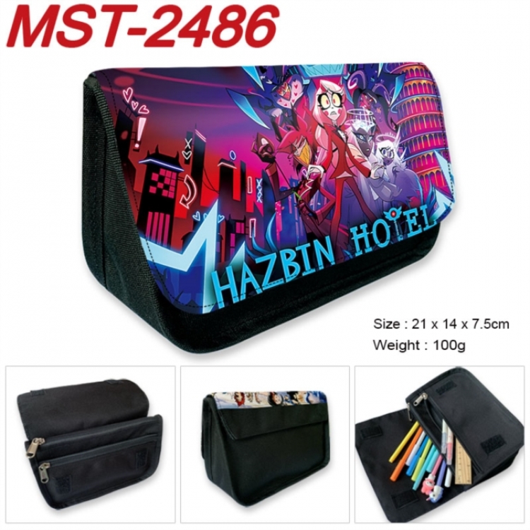 Hazbin Hotel Anime Velcro canvas zipper pencil case Pencil Bag 21x14x7.5cm