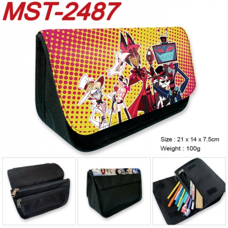 Hazbin Hotel Anime Velcro canvas zipper pencil case Pencil Bag 21x14x7.5cm