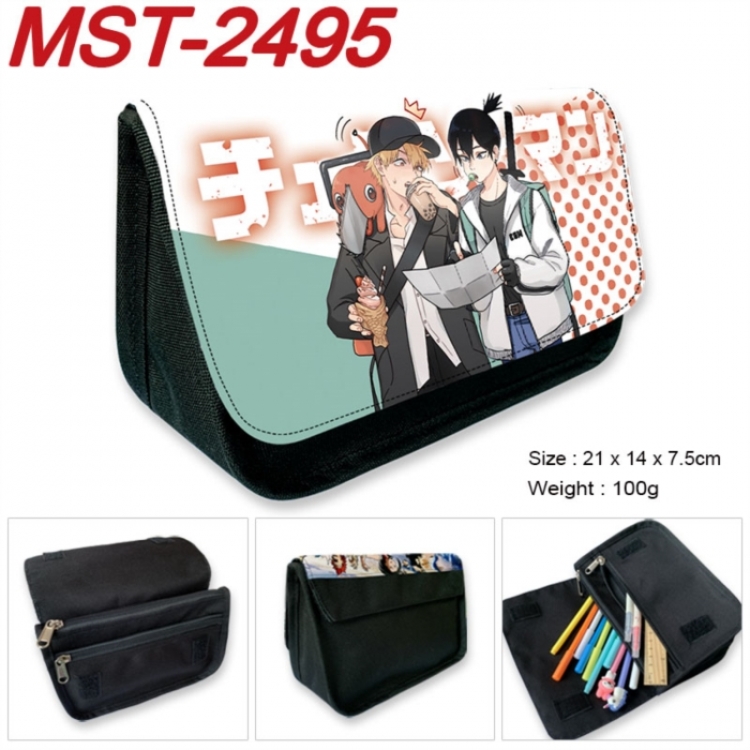 Chainsaw Man Anime Velcro canvas zipper pencil case Pencil Bag 21x14x7.5cm
