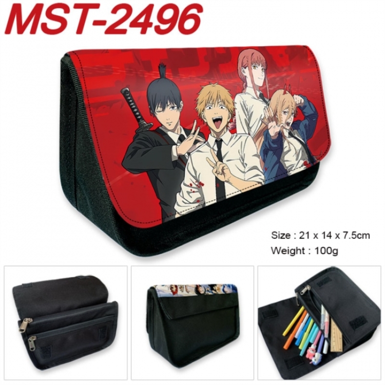 Chainsaw Man Anime Velcro canvas zipper pencil case Pencil Bag 21x14x7.5cm