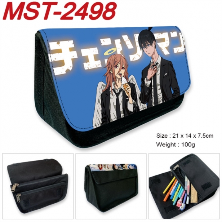 Chainsaw Man Anime Velcro canvas zipper pencil case Pencil Bag 21x14x7.5cm