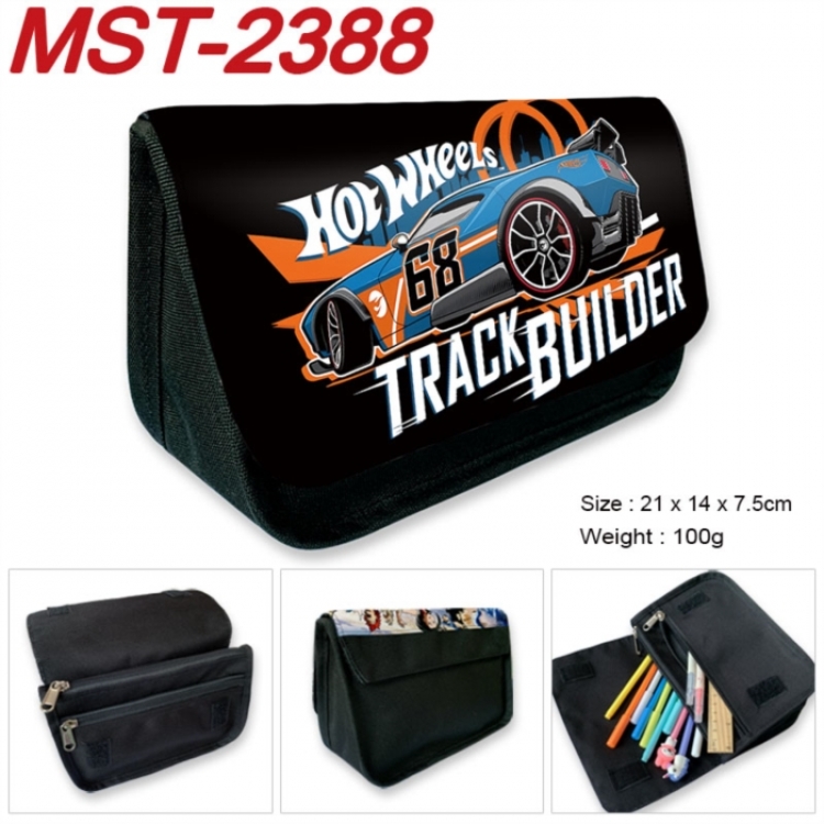 Hot wheels Anime Velcro canvas zipper pencil case Pencil Bag 21x14x7.5cm