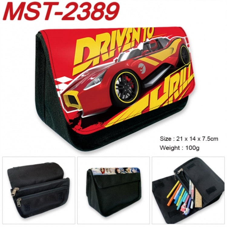 Hot wheels Anime Velcro canvas zipper pencil case Pencil Bag 21x14x7.5cm