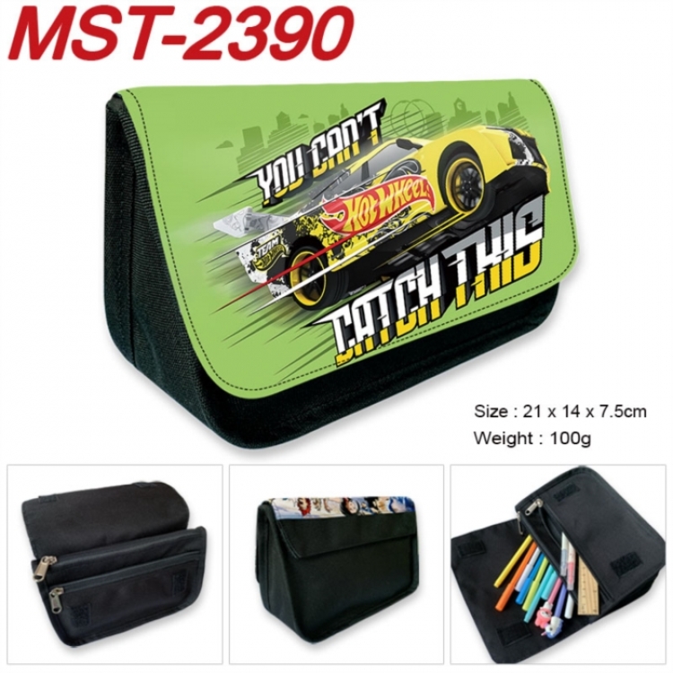 Hot wheels Anime Velcro canvas zipper pencil case Pencil Bag 21x14x7.5cm
