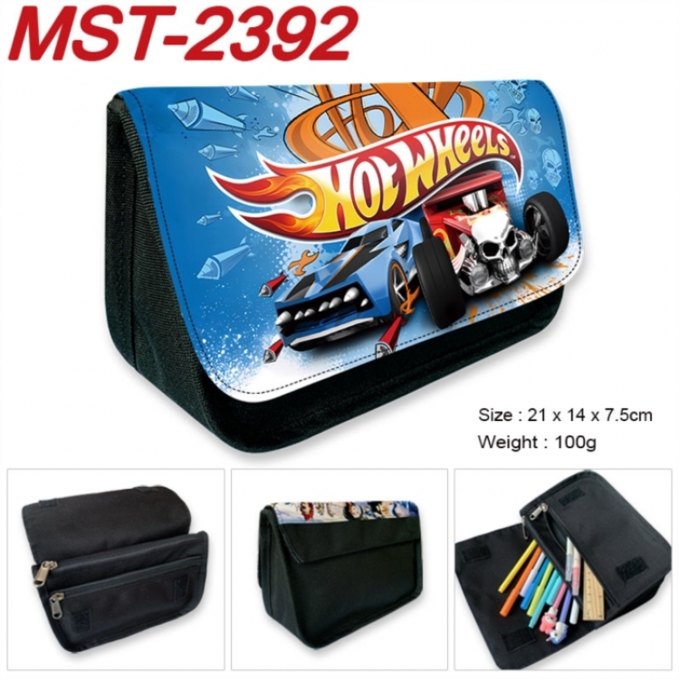 Hot wheels Anime Velcro canvas zipper pencil case Pencil Bag 21x14x7.5cm