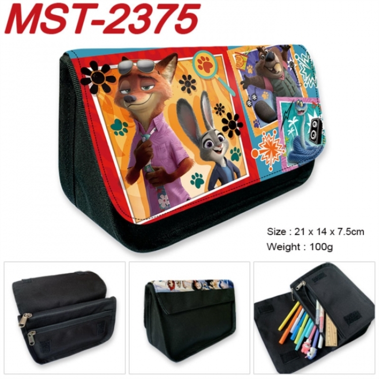Zootopia Anime Velcro canvas zipper pencil case Pencil Bag 21x14x7.5cm