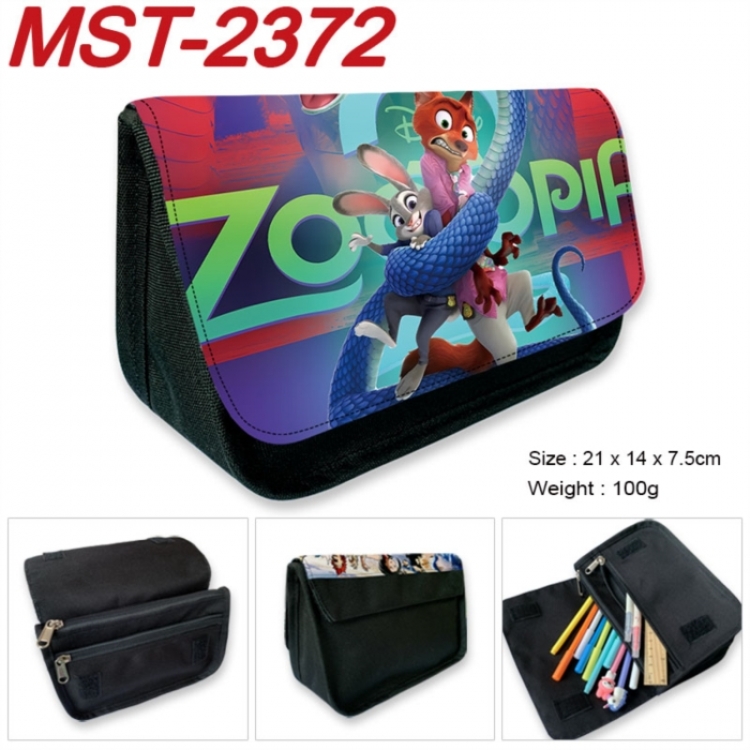Zootopia Anime Velcro canvas zipper pencil case Pencil Bag 21x14x7.5cm