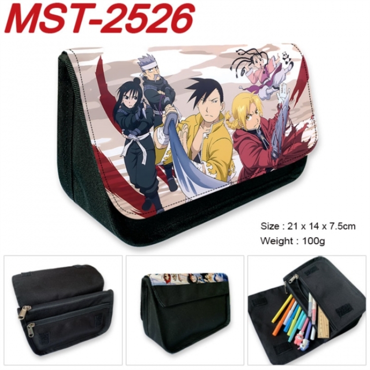 Fullmetal Alchemist Anime Velcro canvas zipper pencil case Pencil Bag 21x14x7.5cm