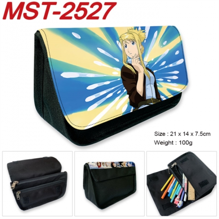 Fullmetal Alchemist Anime Velcro canvas zipper pencil case Pencil Bag 21x14x7.5cm