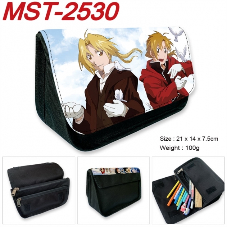 Fullmetal Alchemist Anime Velcro canvas zipper pencil case Pencil Bag 21x14x7.5cm