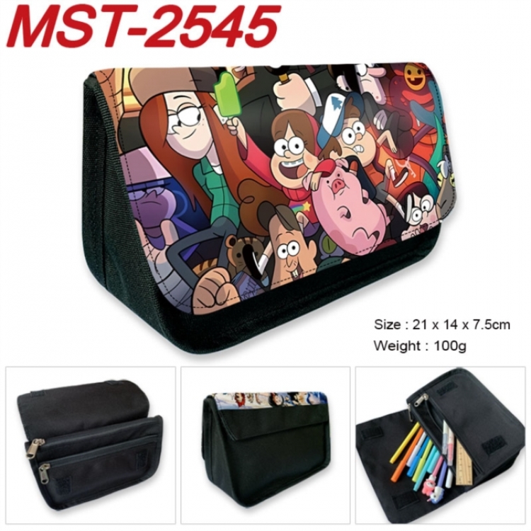 Gravity Falls Anime Velcro canvas zipper pencil case Pencil Bag 21x14x7.5cm