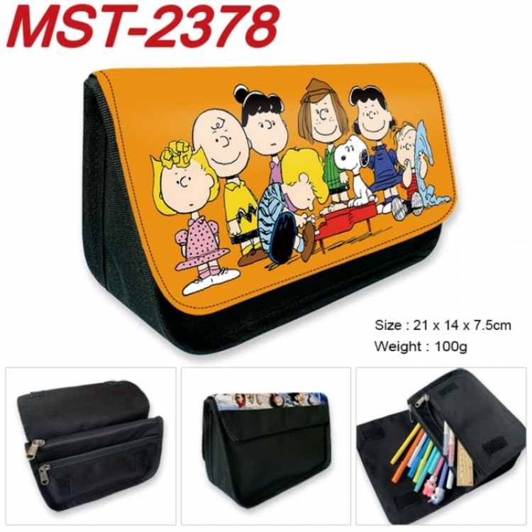 snoopy Anime Velcro canvas zipper pencil case Pencil Bag 21x14x7.5cm