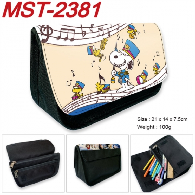 snoopy Anime Velcro canvas zipper pencil case Pencil Bag 21x14x7.5cm