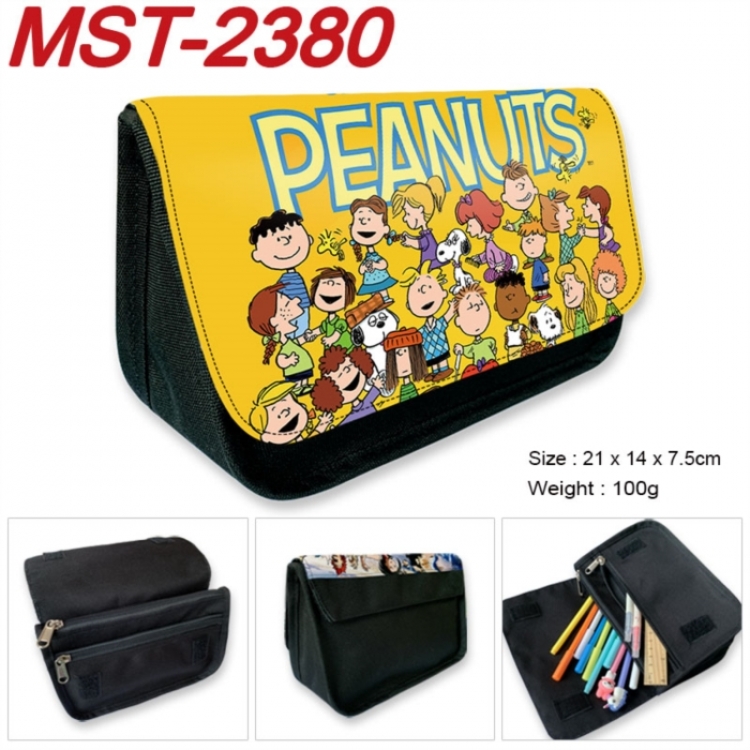 snoopy Anime Velcro canvas zipper pencil case Pencil Bag 21x14x7.5cm