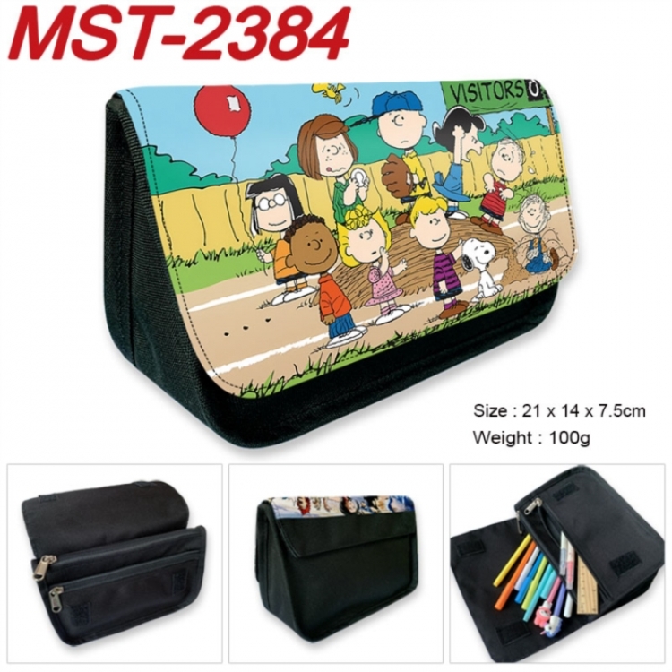 snoopy Anime Velcro canvas zipper pencil case Pencil Bag 21x14x7.5cm