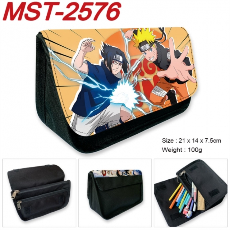 Naruto Anime Velcro canvas zipper pencil case Pencil Bag 21x14x7.5cm