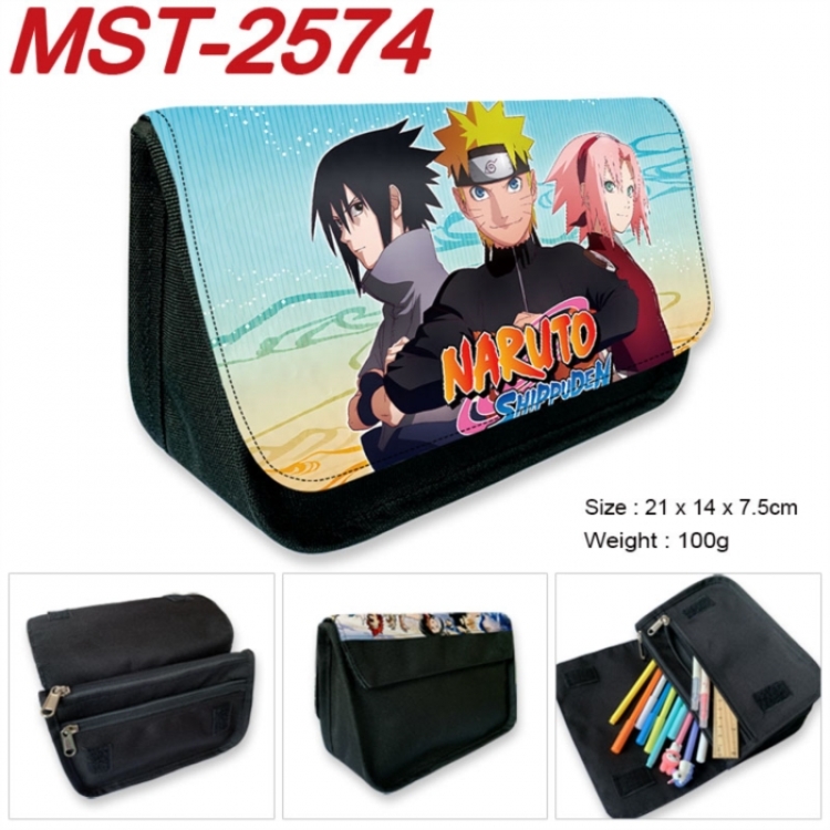 Naruto Anime Velcro canvas zipper pencil case Pencil Bag 21x14x7.5cm