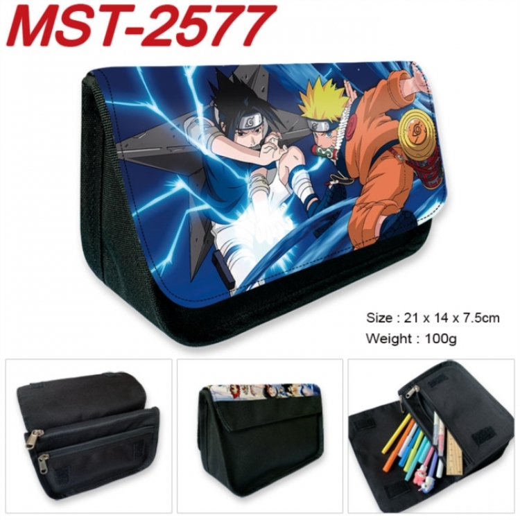 Naruto Anime Velcro canvas zipper pencil case Pencil Bag 21x14x7.5cm