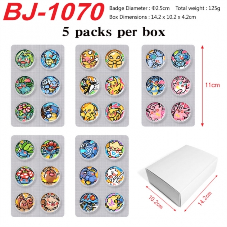 Pokemon Anime peripheral pill bar badge 25mm 5 packs per box