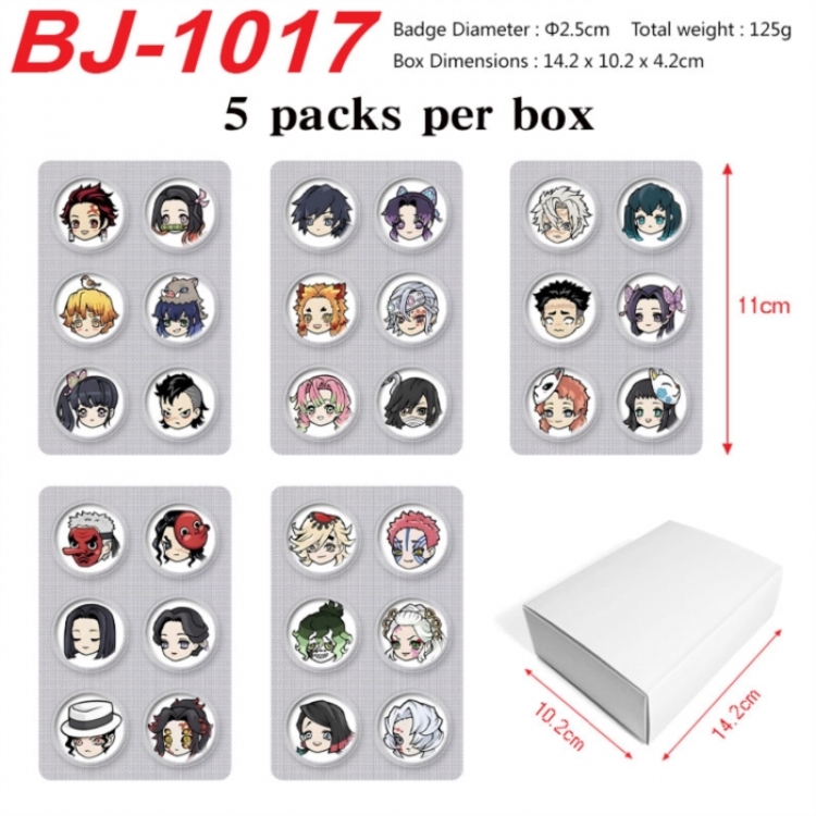 Demon Slayer Kimets Anime peripheral pill bar badge 25mm 5 packs per box