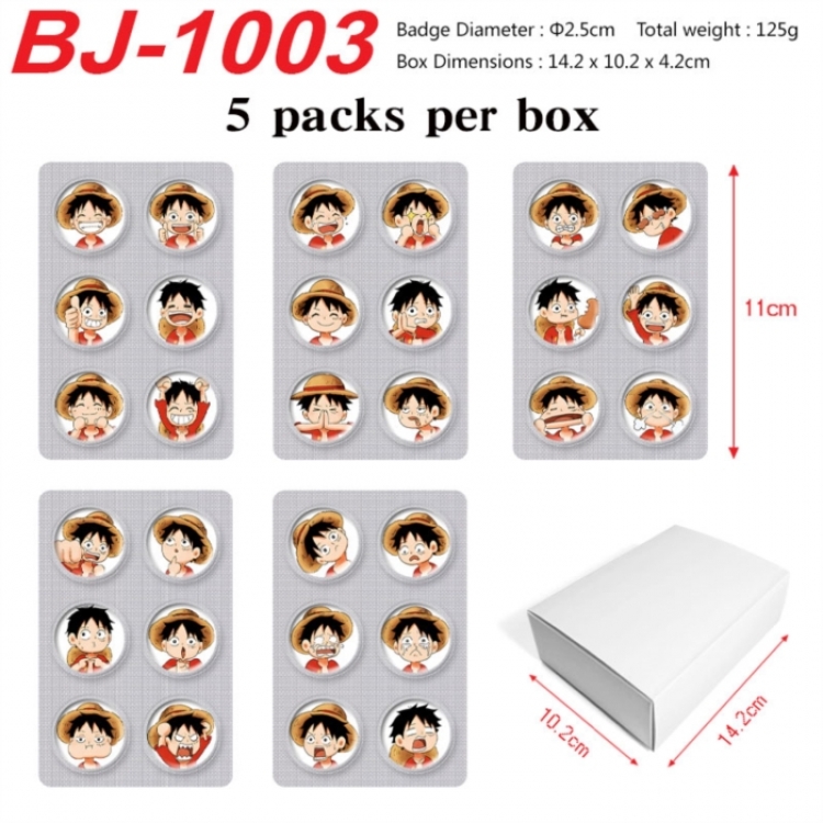 One Piece Anime peripheral pill bar badge 25mm 5 packs per box