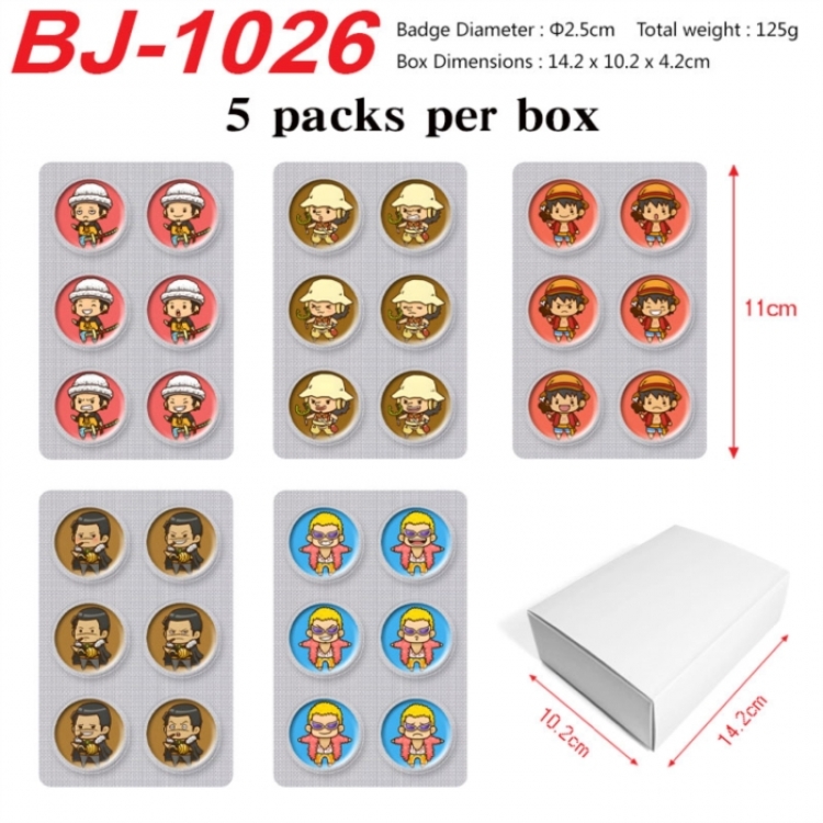 One Piece Anime peripheral pill bar badge 25mm 5 packs per box