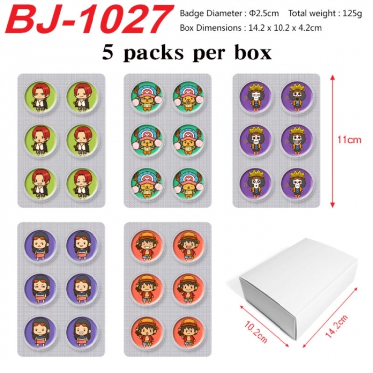 One Piece Anime peripheral pill bar badge 25mm 5 packs per box
