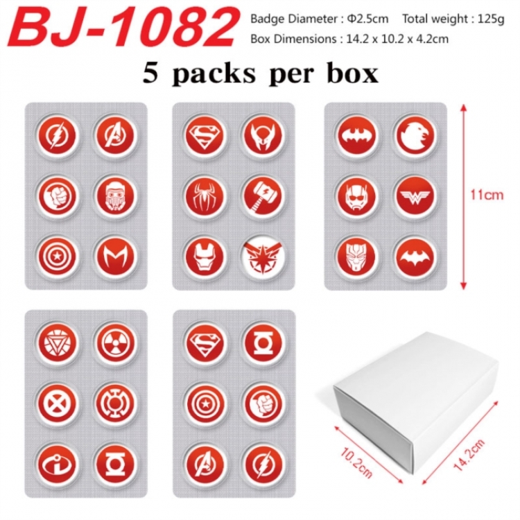 Marvel Anime peripheral pill bar badge 25mm 5 packs per box
