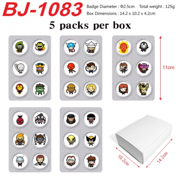 Marvel Anime peripheral pill bar badge 25mm 5 packs per box