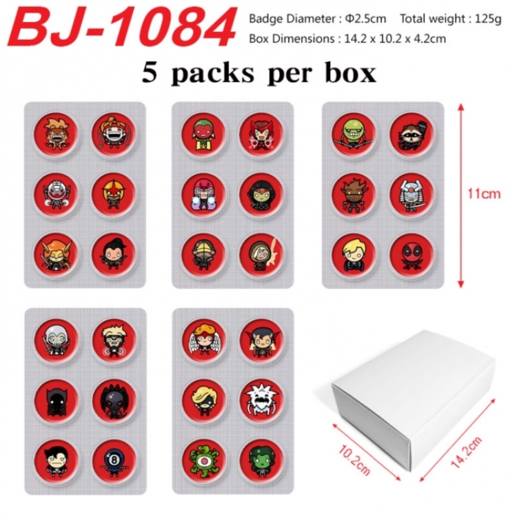 Marvel Anime peripheral pill bar badge 25mm 5 packs per box