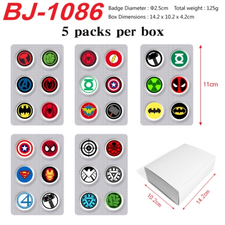 Marvel Anime peripheral pill bar badge 25mm 5 packs per box