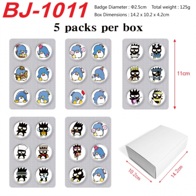 Sanrio Anime peripheral pill bar badge 25mm 5 packs per box