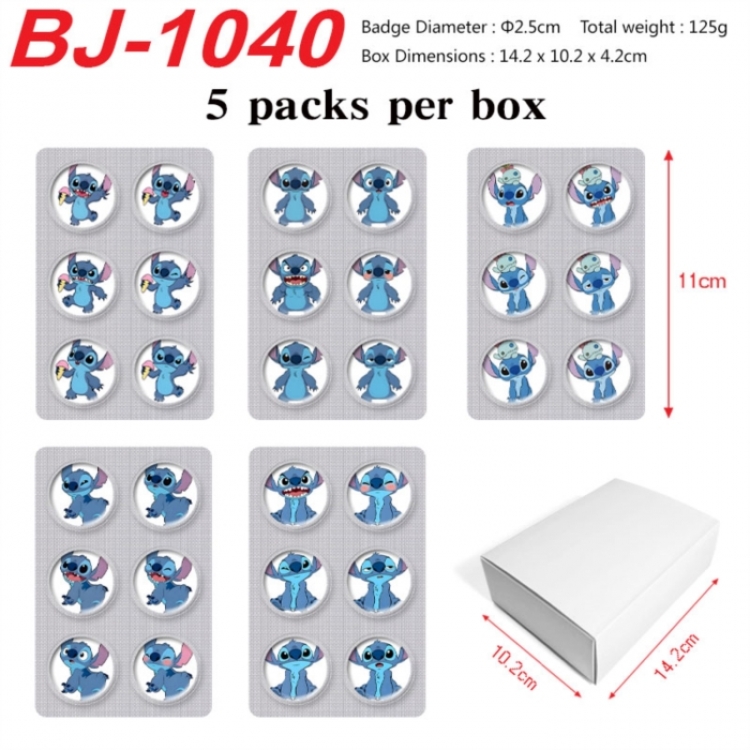 Lilo & Stitch Anime peripheral pill bar badge 25mm 5 packs per box
