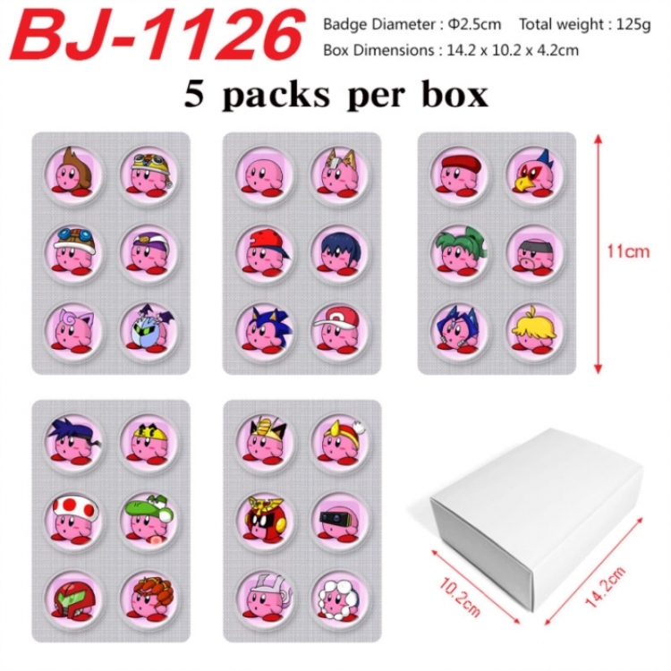 Kirby Anime peripheral pill bar badge 25mm 5 packs per box