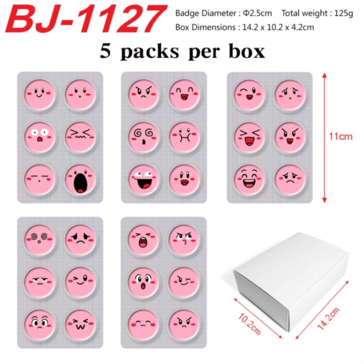 Kirby Anime peripheral pill bar badge 25mm 5 packs per box