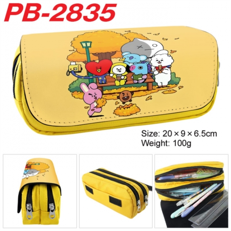 BTS Anime double-layer pu leather printing pencil case 20x9x6.5cm