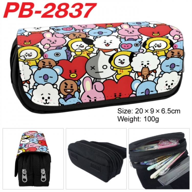 BTS Anime double-layer pu leather printing pencil case 20x9x6.5cm