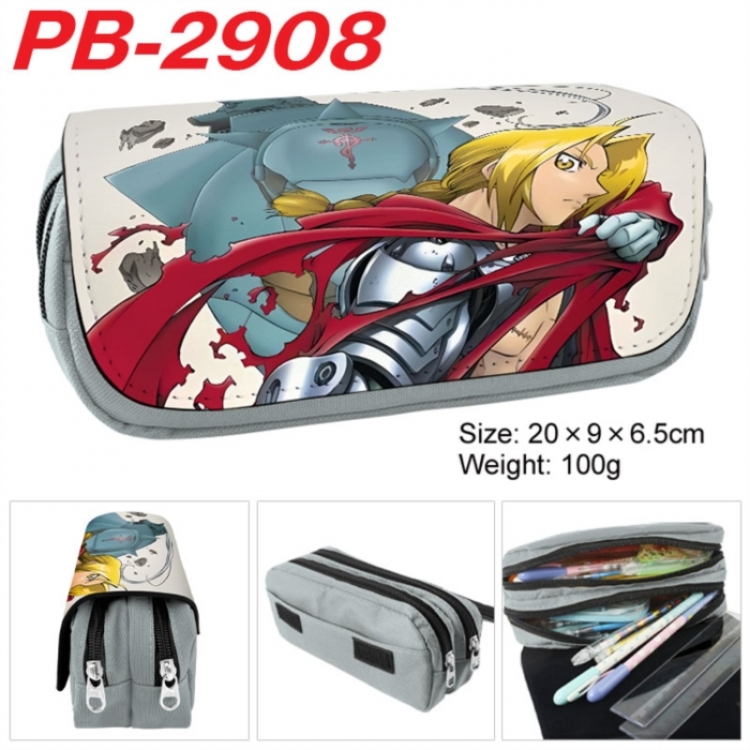 Fullmetal Alchemist Anime double-layer pu leather printing pencil case 20x9x6.5cm