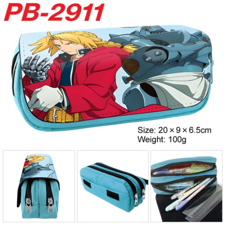 Fullmetal Alchemist Anime double-layer pu leather printing pencil case 20x9x6.5cm