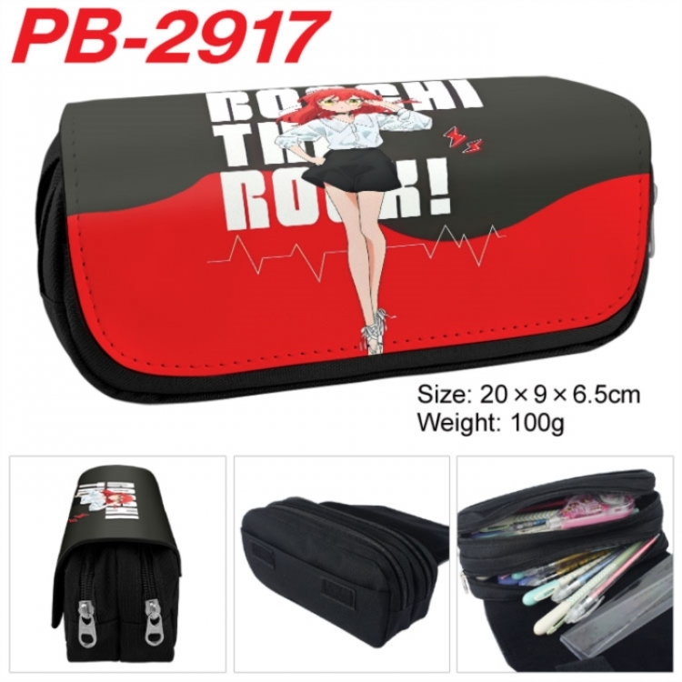 BOCCHI THE ROCK! Anime double-layer pu leather printing pencil case 20x9x6.5cm