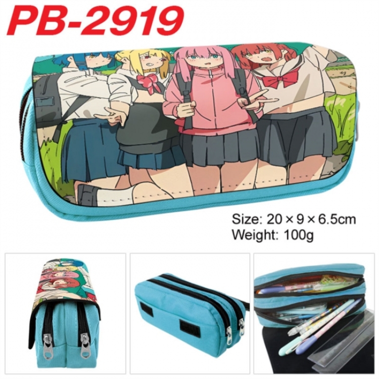 BOCCHI THE ROCK! Anime double-layer pu leather printing pencil case 20x9x6.5cm