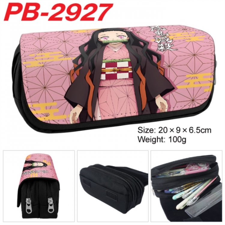 Demon Slayer Kimets Anime double-layer pu leather printing pencil case 20x9x6.5cm