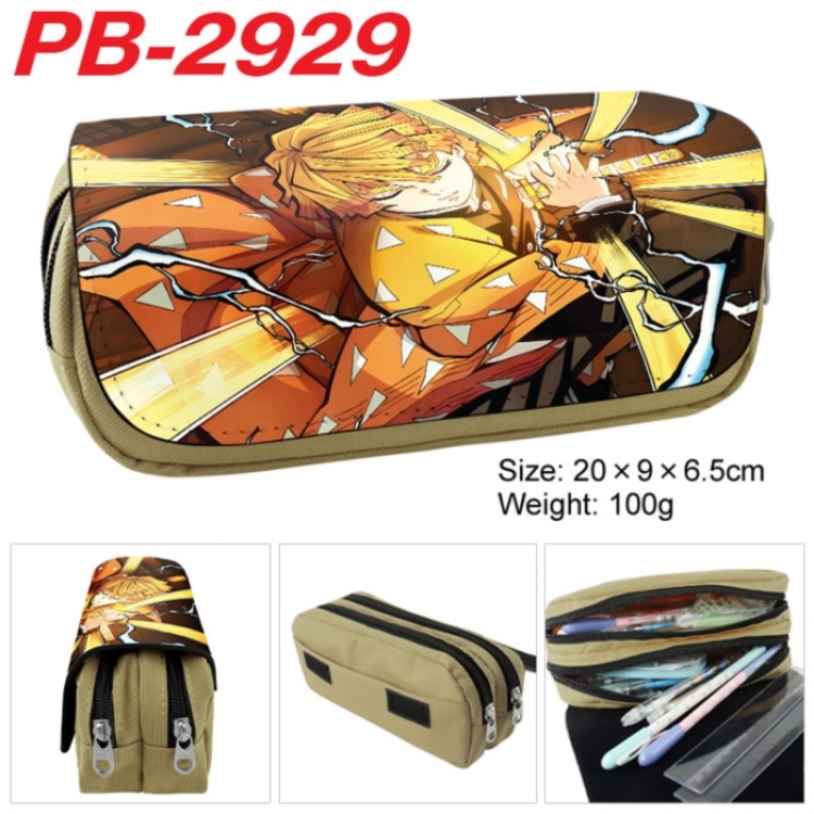 Demon Slayer Kimets Anime double-layer pu leather printing pencil case 20x9x6.5cm