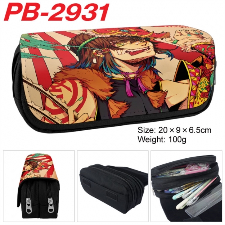 Demon Slayer Kimets Anime double-layer pu leather printing pencil case 20x9x6.5cm