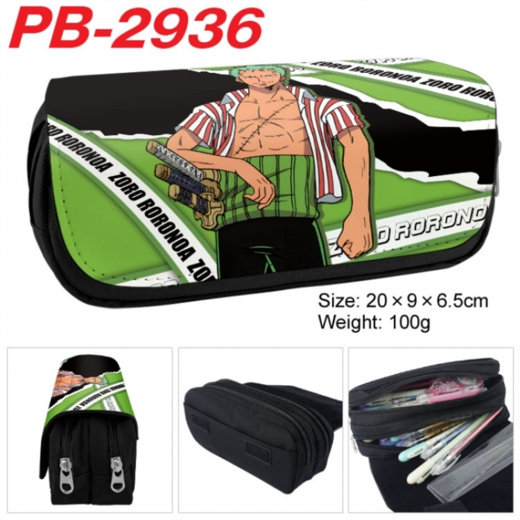 One Piece Anime double-layer pu leather printing pencil case 20x9x6.5cm