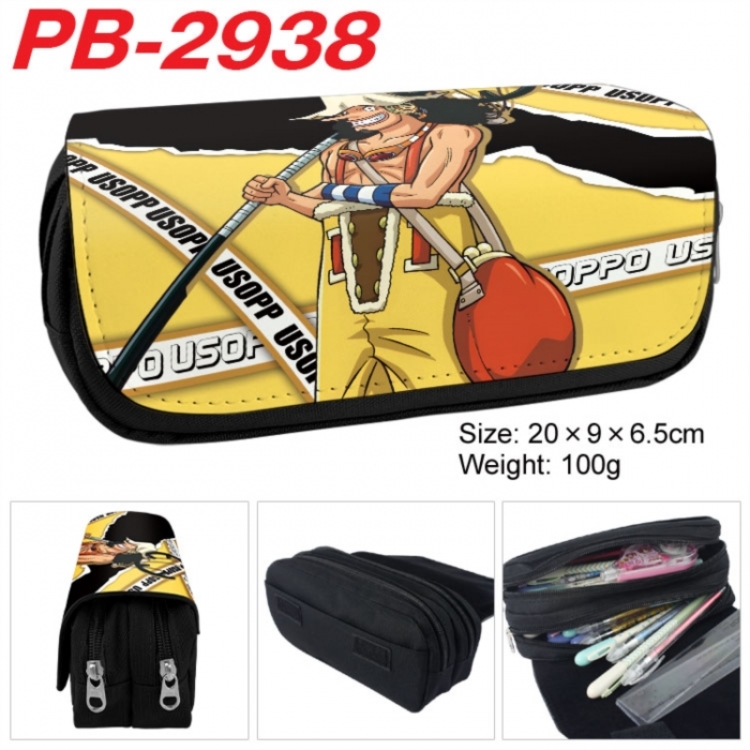 One Piece Anime double-layer pu leather printing pencil case 20x9x6.5cm