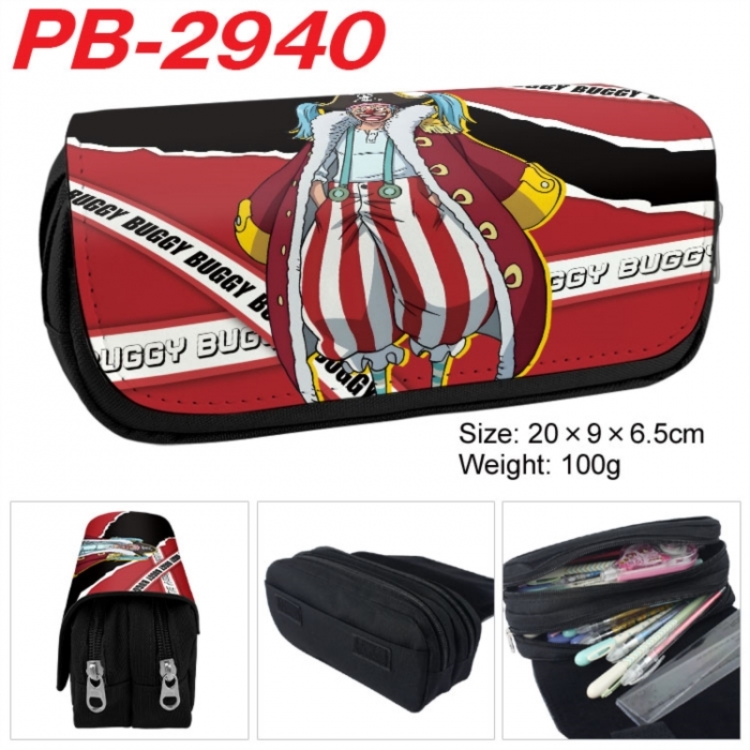 One Piece Anime double-layer pu leather printing pencil case 20x9x6.5cm