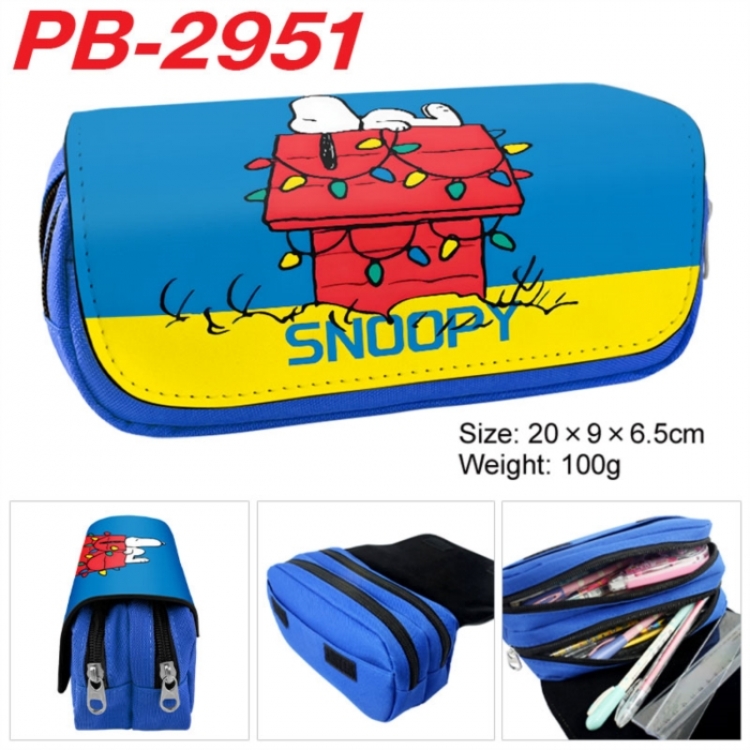 snoopy Anime double-layer pu leather printing pencil case 20x9x6.5cm