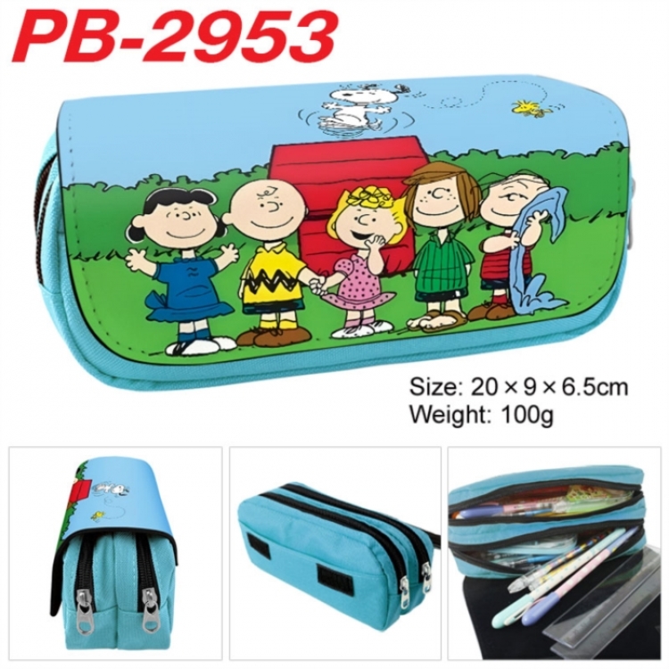 snoopy Anime double-layer pu leather printing pencil case 20x9x6.5cm