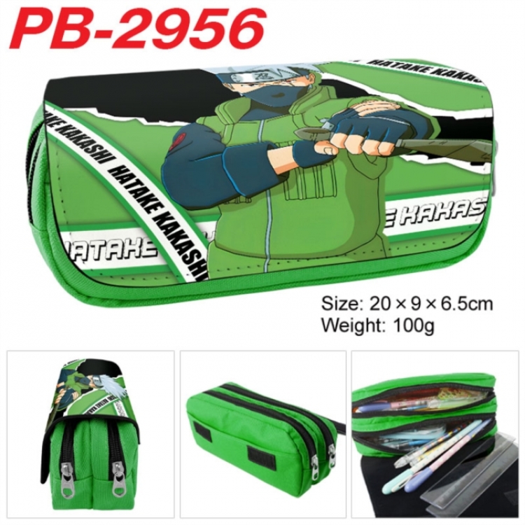 Naruto Anime double-layer pu leather printing pencil case 20x9x6.5cm